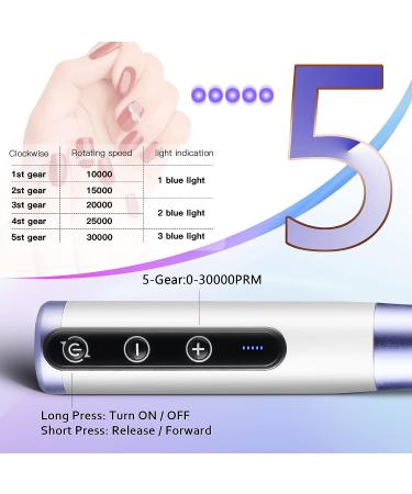 Belle 30000RPM Cordless Electric Nail Drill Kit | Portable Manicure Pedicure Tool with 3 Speeds | Wireless Machine for Acrylic Nails | Professional Care at Home or Salon - Purple - Buy Online on GoSupps.com