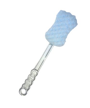 Long Handled exfoliating Bath Sponge Back Scrubber for Adults Double Sided Bath Shower Scrub for Men Women Elderly Wet or Dry Body Brushing Mobility Aid Blue