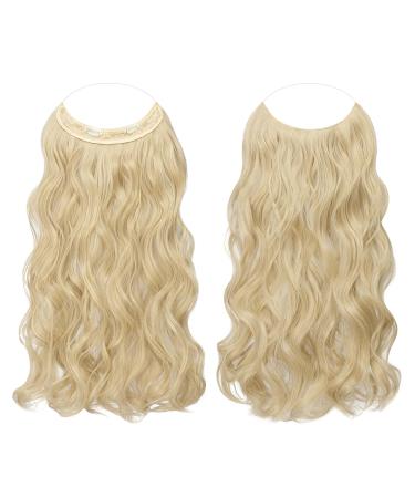 Feshfen Invisible Hair Extensions - Adjustable Ash Blonde Curly 45cm Wire Hairpieces for Women - Buy Online on GoSupps.com