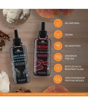 Naturealm Reishi & Lion s Mane Mushroom Extract - Adaptogen Stack for Focus Immunity Longevity Gut Health Anti-Aging Energy & More - Organic Liquid Drops - 50 mL Each (2 Pack) - Buy Online on GoSupps.com