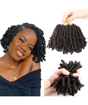 Lifabeauty 8 Packs Short Spring Twist Crochet Hair 4Inch Pretwisted Passion Twist Crochet Hair Curly Pre Looped Crochet Braids Hair Bomb Twist Kids Crochet Hair for Black Women (4 Inch, 2#) 4 Inch 2#