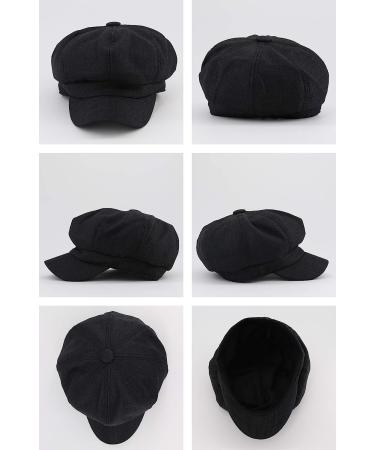 Gisdanchz Women Linen Newsboy Cap Cabbie Hat 8 Panels - Black, Size 6 7/8 - Buy Online on GoSupps.com