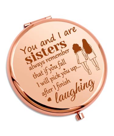 Funny Friend Gift Sister Gifts from Sister Birthday Travel Makeup Mirror Friendship Gift for Big Sister Wedding Gift Compact Makeup Mirror Long Distance Friendship Gift Graduation Gift Compact Mirror