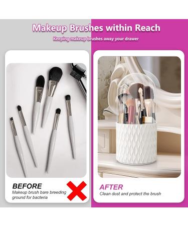 DooGooCoo Makeup Brush Holder 2023 - Dustproof & Waterproof 360 Rotating Organizer with Lid for Vanity & Bathroom - Buy Online on GoSupps.com