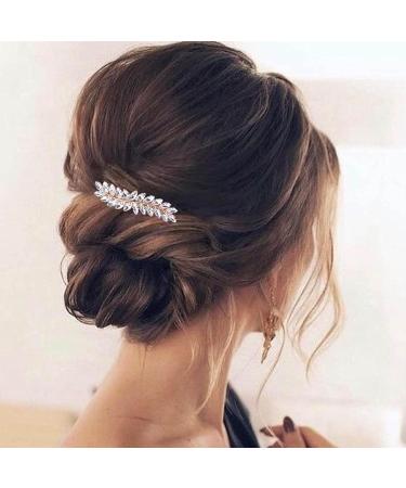 Allereya Crystal Wedding Hair Clip Barrette Rhinestone Leaf Hair Barrette Clip Gold CZ Bling Bridal Headpieces Decorative Head Clip Headwear Bridal Hair Accessories for Women and Girls (Gold) - Buy Online on GoSupps.com