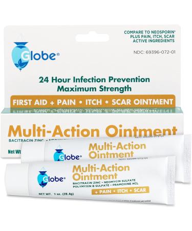 Globe Pain Itch & Scar Antibiotic Ointment (2 Pack) | 1 oz Triple Antibiotic for Cuts Scrapes & Burns Compare to Name Brand - Buy Online on GoSupps.com