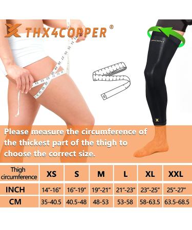 Thx4COPPER Full Leg Compression Sleeves - Knee Stabilizer Brace for Running, Basketball, Cycling - Men & Women (Pair) - Buy Online on GoSupps.com