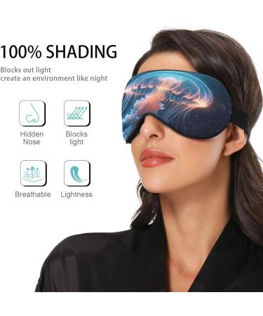 Jellyfish Glowing Sleep Mask | Light Blocking Eye Mask for Men & Women | Adjustable Soft Blindfold for Travel Work & Naps - Buy Online on GoSupps.com