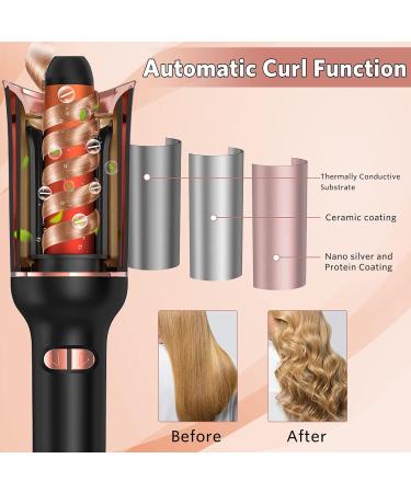 Automatic Hair Curler | 1 Curling Iron with Large Slot Auto Rotating 4 Temps & 3 Timer Settings | Dual Voltage & Auto Shut-off for Perfect Curls - Black - Buy Online on GoSupps.com