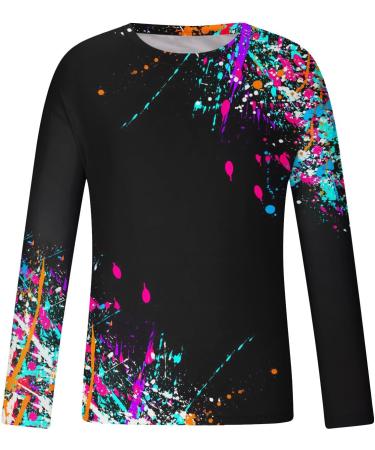 oelaio Long Sleeve Tee Shirts for Men Fashion 3D Graphic T-Shirt Athletic Running Gym Casual Crewneck Pullover Tees Plus Light Blue - Buy Online on GoSupps.com