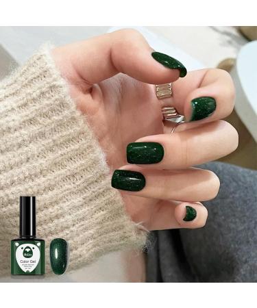 Green Gel Nail Polish Glitter Dark Green Emerald Green Gel Polish Autumn Soak off LED/UV Lamp Manicure Nail Varnish Sets for Christmas Women Nail Art Salon DIY Home - Buy Online on GoSupps.com