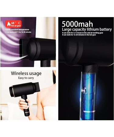WTTTTW Foldable Rechargeable Hair Dryer Cordless Hair Dryer w/Hot & Cold Air Portable Travel Hairdryer w/Magnetic Nozzle 5000mAh Handheld Cordless Blow Dryer Salon Styling Tool - Buy Online on GoSupps.com