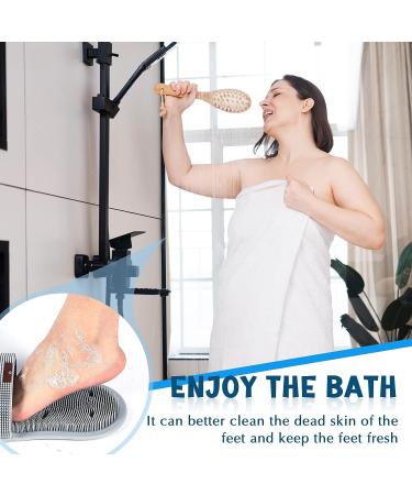 Hercicy 2 Pcs Grey Silicone Shower Foot Scrubber - Non Slip Suction Cups for Massage, Exfoliation, and Circulation Boost - Buy Online on GoSupps.com