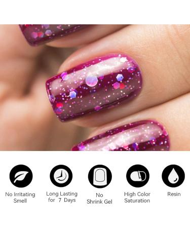 Glitter Nail Polish - Purple Pink Glitter Nail Varnish Quick Dry - Peel Off Water-Based Formula No Smell Nail Polish - Stylish Cute Nail Polish for DIY Nail Art Purple Glitter - Buy Online on GoSupps.com