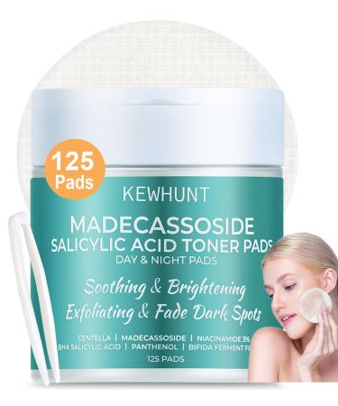 Madecassoside Toner Pads Mild Exfoliating Pads Calming Blemish Face Pad -Centella Niacinamide BHA Salicylic Acid for Soothe Uneven Skin Tone Dark Spots Skincare 125 Pad Valentines Day Fresh