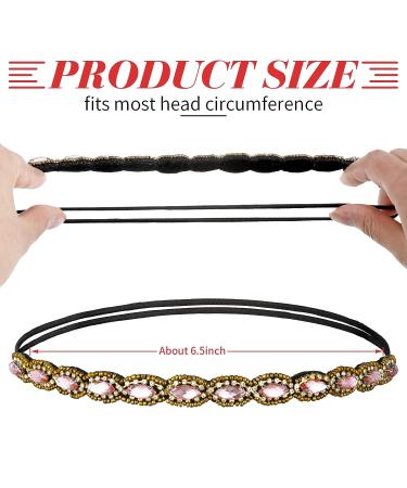 Jutom Rhinestone Beaded Headbands - Set of 6 | Elastic Crystal Stretch Hairbands for Women & Girls - Buy Online on GoSupps.com