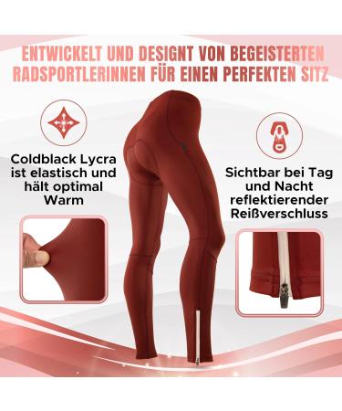 Xyklos Women's Long Bicycle Pants - Sporty & Stylish Cushioned Cycling Tights in Dark Red for Comfort & Active Lifestyle - Buy Online on GoSupps.com