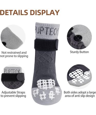 Pupeck Dog Socks - Anti-Slide Paw Protection for Small Medium & Large Dogs | Indoor & Outdoor Use | Summer Heat & Hardwood Floor Safety - Pack of 6 Gray - Buy Online on GoSupps.com