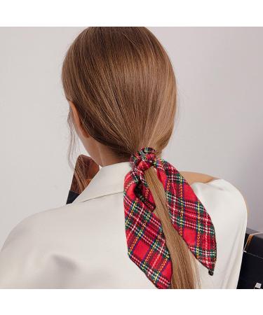 JNAWA 2Pieces Chrismas Tartan Scrunchies Plaid Elastic Hairbands Hair Scarf Scottish Bowknot Hair Scrunchies Hair Accessories for Women Girls - Buy Online on GoSupps.com