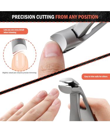 BEZOX Ergonomic Angled Head Toenail Clipper for Senior Thick Nails - Large Nail Clippers with Metal File for Men and Women (Large-Silver) - Buy Online on GoSupps.com