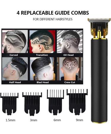 Hair Clippers for Men Beard Trimmer Cordless Rechargeable - T-Blade Ceramic Blade Shaver with 4 Guide Combs for Home and Barber Shop Use - Black - Buy Online on GoSupps.com