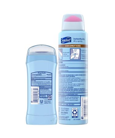 Suave Coconut Kiss Deodorant Bundle for Women - 2-Pack Invisible Solid & Dry Spray - 48H Antiperspirant Protection - Buy Online on GoSupps.com