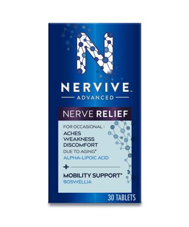 Nervive Advanced Nerve Relief + Mobility with Alpha Lipoic Acid to Help Reduce Nerve Aches Weakness & Discomfort* and Boswellia to Promote Mobility* Vitamins B12 B6 B1 30 Tablets