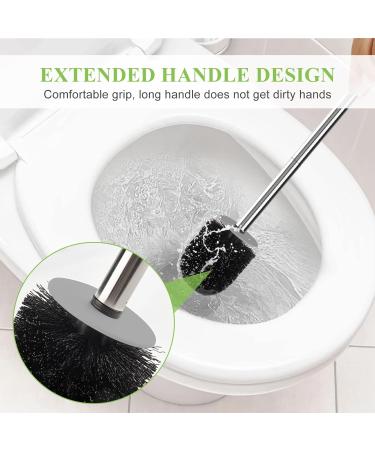 Compact Toilet Brush with Stainless Steel Handle - Space Saving and Drip-Proof - Easy Assembly - Deep Cleaning - 1 Pack - Buy Online on GoSupps.com