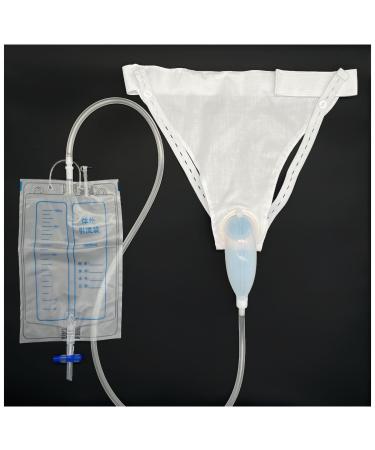 Wearable Urine Collection Bag for Men Portable 2000ml and 1000ml Drainage System Silicone Odorless Reusable Incontinence Relief White