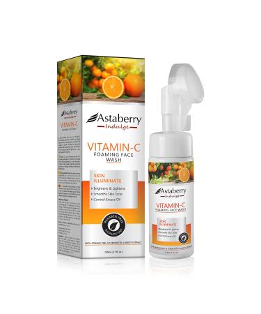 Vitamin C Foaming Face Wash Daily Facial Cleanser for Oily Sensitive Dry Normal Skin | Silicon Exfoliating Scrub Brush | Acne Dark Spot Remover Brightening Men Women Teen Kids Care