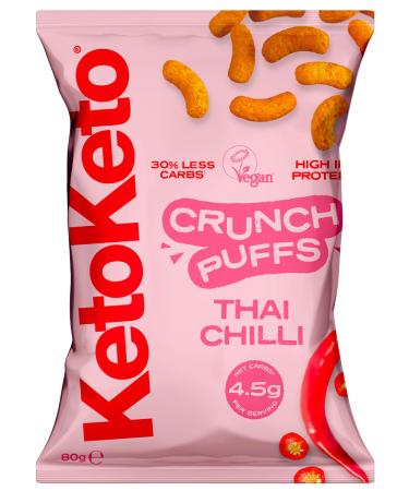 Keto Keto Low Carb Crunch Puffs 10 x 80g Keto Snacks For Weight Loss | Keto Diet Keto Crisps | Low Carb | Low Calorie Gluten Free High Protein | New Recipe Oct 2023 (Thai Chilli) Sweet Chilli