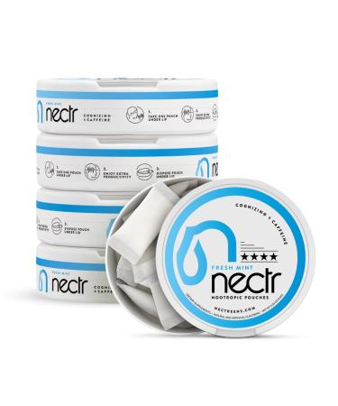 Nectr Energy Nootropic Pouches Fresh Mint Flavored Caffeine Pouches with Cognizin Citicoline. Nicotine-Free Sugar-Free Brain Treats. Smooth Sustained Focus & Energy Supplement - 5 Pucks of 16pcs Fresh Mint 5 Count (Pac
