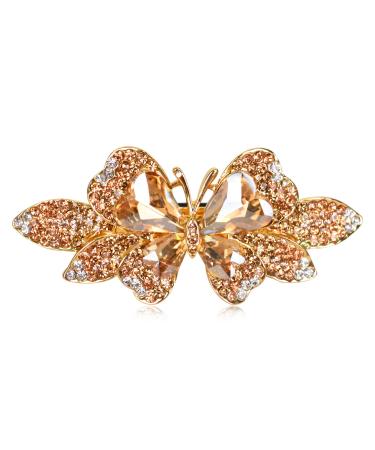 Sankuwen Crystal Rhinestones Hair Barrette French Hair for Women Small Hairpin for Mom Butterfly Hair Clips (Champagne)