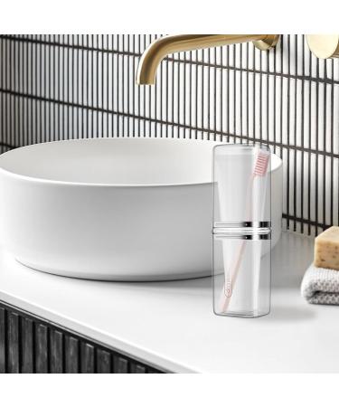 Bexdug Travel Toothbrush Mug Case | Portable Organizer for Toothbrush & Toothpaste - Ideal for Camping School & On-the-Go - Transparent Gray - Buy Online on GoSupps.com