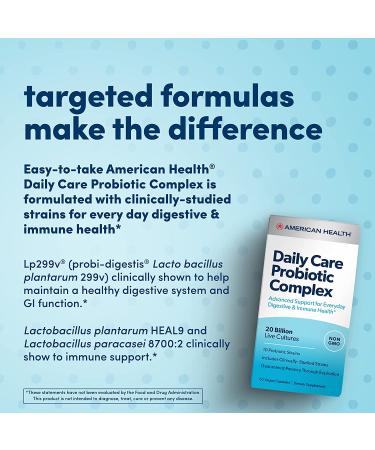 American Health Daily Care Probiotic Complex - 60 Vegan Capsules for Gut Health - Buy Online on GoSupps.com