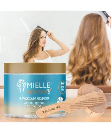 Styling Gel Moisture Rx Hawaiian Ginger Hair 12oz - Long-Lasting Hold Vitamin-Enriched Curls & Waves Bundle with Wooden Comb - Pack of 2 - Buy Online on GoSupps.com