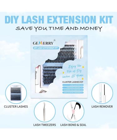 GEMERRY Lash Extension Kit - DIY 8-16mm D Curl Lash Clusters Bond & Seal Glue Remover & Tweezers - Perfect for Self-Use - Buy Online on GoSupps.com