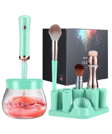 Premium Makeup Brush Cleaner and Dryer Machine  2 in 1  Electric Super-Fast Automatic Cosmetic Spinner Cleaning Tools  Ideal Gift for Wife Women Girl Friends Painter Green