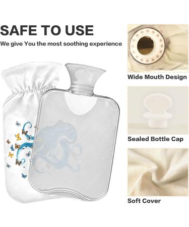 NAANLE Watercolor Butterfly & Octopus Heat Bottle - 1L Hot Water Bottle for Pain Relief Bed Warmth & Cold Therapy - Buy Online on GoSupps.com