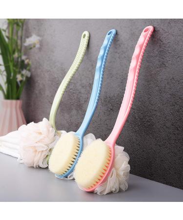 Long Handle Shower Body Brush with Comfy Bristles and Loofah - Skin Exfoliating Bath Back Scrubber for Women and Men (Pink) - Buy Online on GoSupps.com