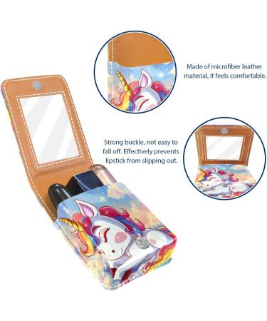 Travel Lipstick Organizer Case | Portable Makeup Bag with Mirror | Cloud Rainbow Unicorn Design | Shop Internationally - Buy Online on GoSupps.com