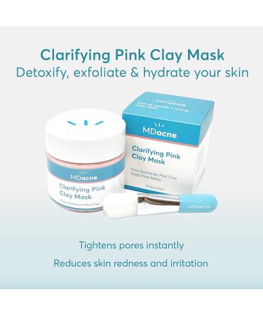 MDacne Clarifying Clay Face Mask - Deep Pore Detox with Australian Pink Clay for Acne-Prone Skin | Detoxifying Exfoliating & Brightening Solution - Buy Online on GoSupps.com