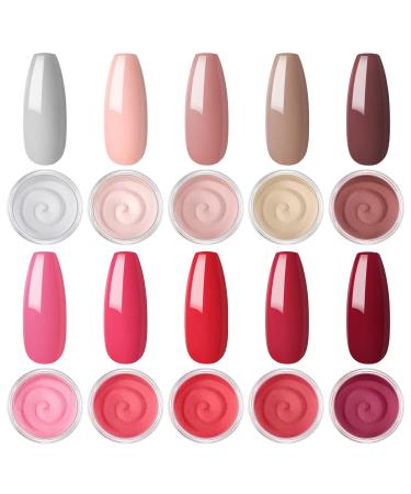 Dipping Powder 10 Colors Kit for DIY Nail Art No Need for Lighting Simple Operation Long Lasting for Beginner Nail Salon Home DIY color09