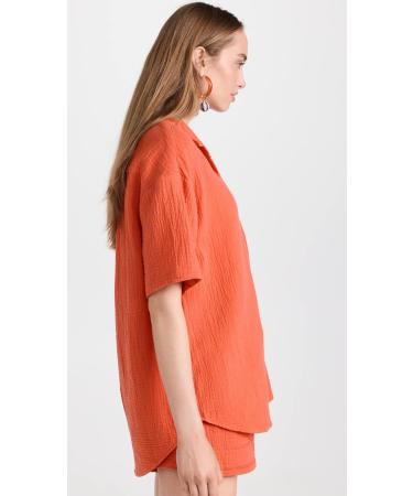 Z SUPPLY Women's Sundown Gauze Top - Medium Blood Orange | Shop Trendy Fashion Online - International Shipping Available - Buy Online on GoSupps.com