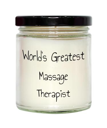 Massage Therapist Gifts from Men - World's Greatest Massage Therapist 9oz Vanilla Soy Candle for Graduation Unique Gifts White