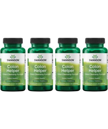Swanson Colon Helper - Promotes Digestive Health Using Vervain Goldenseal Root Slippery Elm Bark & More - Herbal Supplement Aiding Healthy Eliminations - (60 Capsules) 1 Pack (4 Pack)