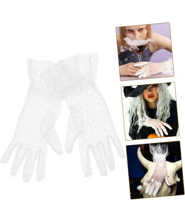 minkissy 1 Pair Black Gloves Cocktail Women Short Gloves Vintage Gloves for Woman Bridal Mesh Gloves Wedding Short Gloves Tea Party Short Gloves Hollow Out Women's Accessories White Lace - Buy Online on GoSupps.com