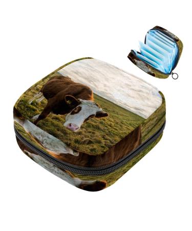 Women bands storage bag menstrual cup pocket girl travel big capacity make-up women bandage organizer blue sky grass and cow color 7