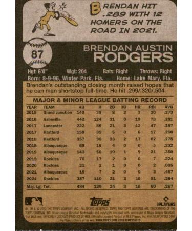 2022 Topps Heritage Brendan Rodgers #87 NM-MT Colorado Rockies MLB Baseball Card - Buy Online on GoSupps.com