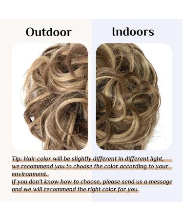 Buy Messy Bun Hair Extensions with Rubber Band - Large Synthetic Ponytail Hair Parts (12h24# Light Gold Brown & Pale Gold Blonde) - Buy Online on GoSupps.com